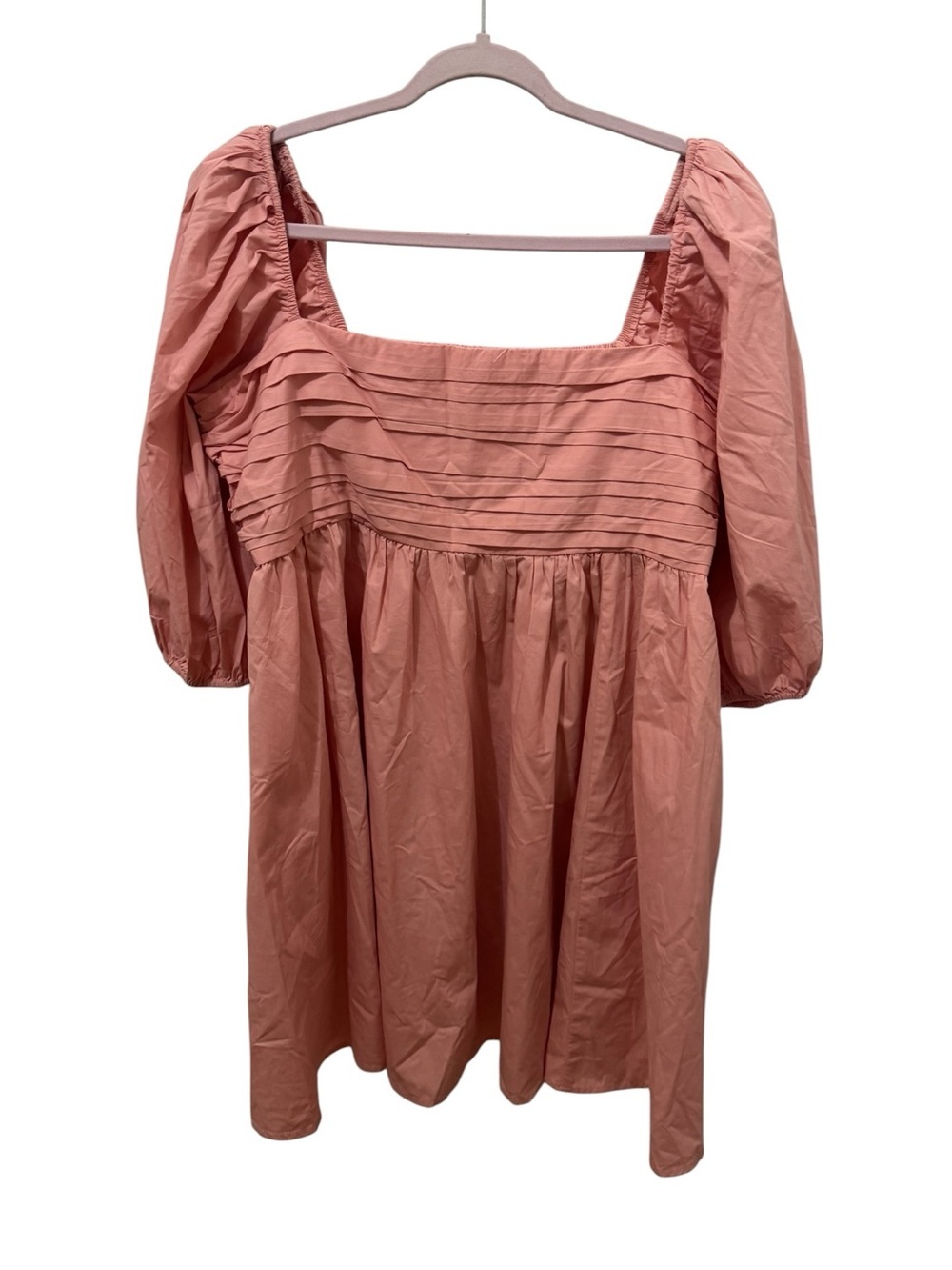 Abercrombie & Fitch Pink Ruched Puff Sleeve Square Neck Mini Dress Size XL Tall - Picture 2 of 5
